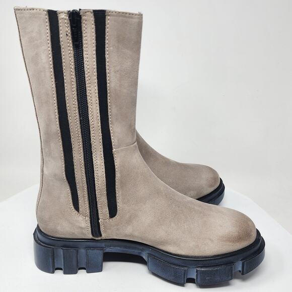 Free People Brooks Chelsea Boots Women EU39/US8.5 Taupe Suede Mid Calf Full Zip - Picture 8 of 13
